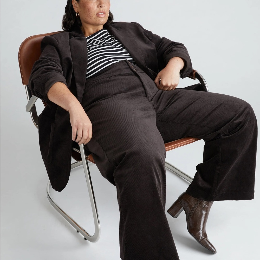 Universal Standard Dakota and Charlie Espresso Brown Corduroy Suit Set EUC